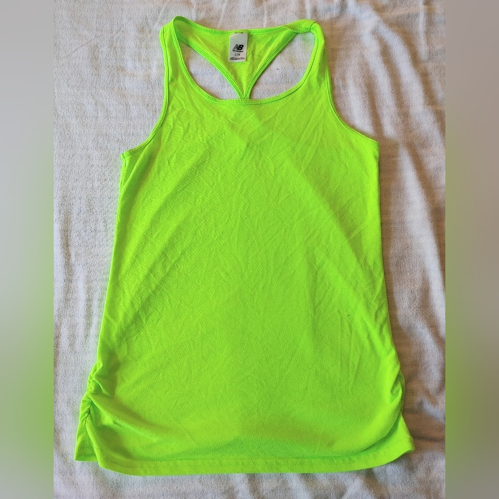 NEW BALANCE Girls Neon Green Tank Top Size Large